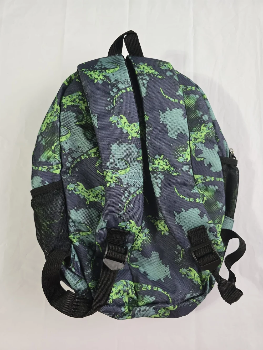 Dinosaur Print Kids Backpack Blue/Green Polyester Zip Padded w/ Outer Pockets
